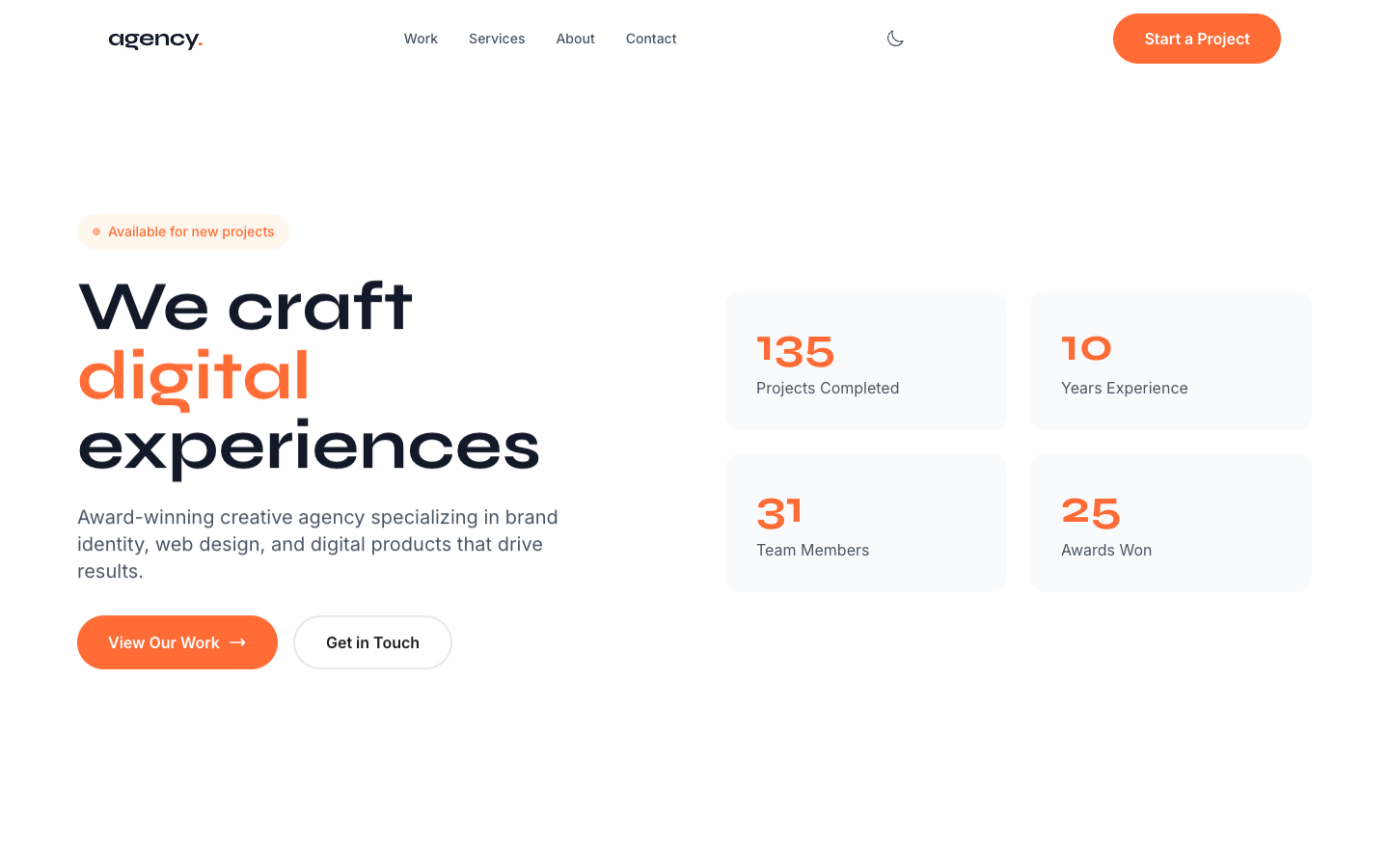 Agency - Creative agency portfolio website template with modern design