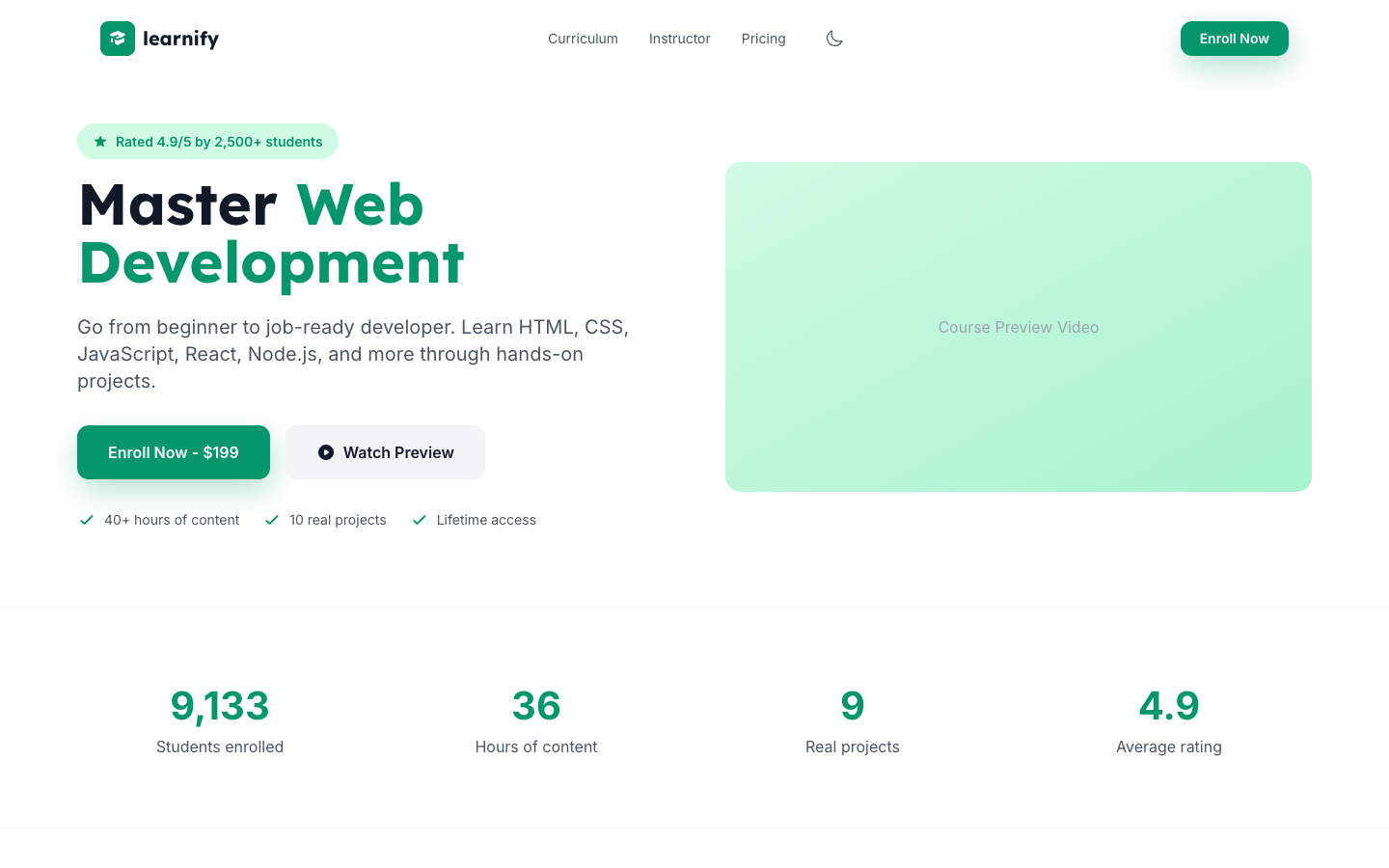 Course Template Preview