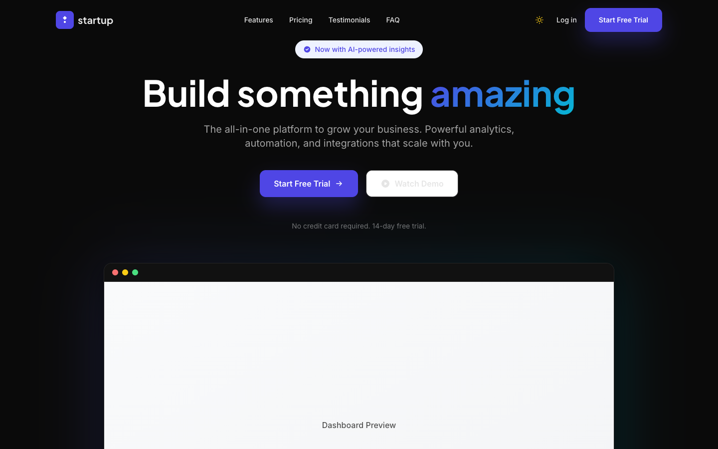 Startup Template Preview