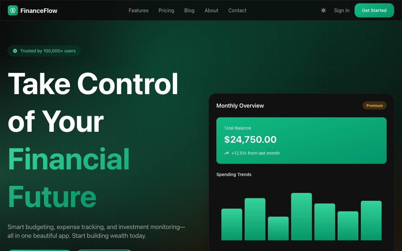 FinanceFlow Template Preview